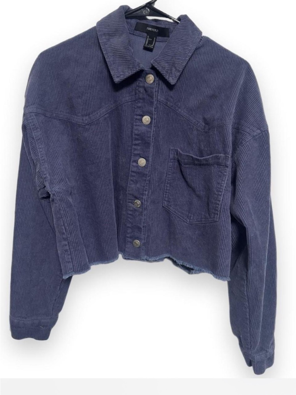 Forever 21 Cropped Corduroy Jacket - Blue